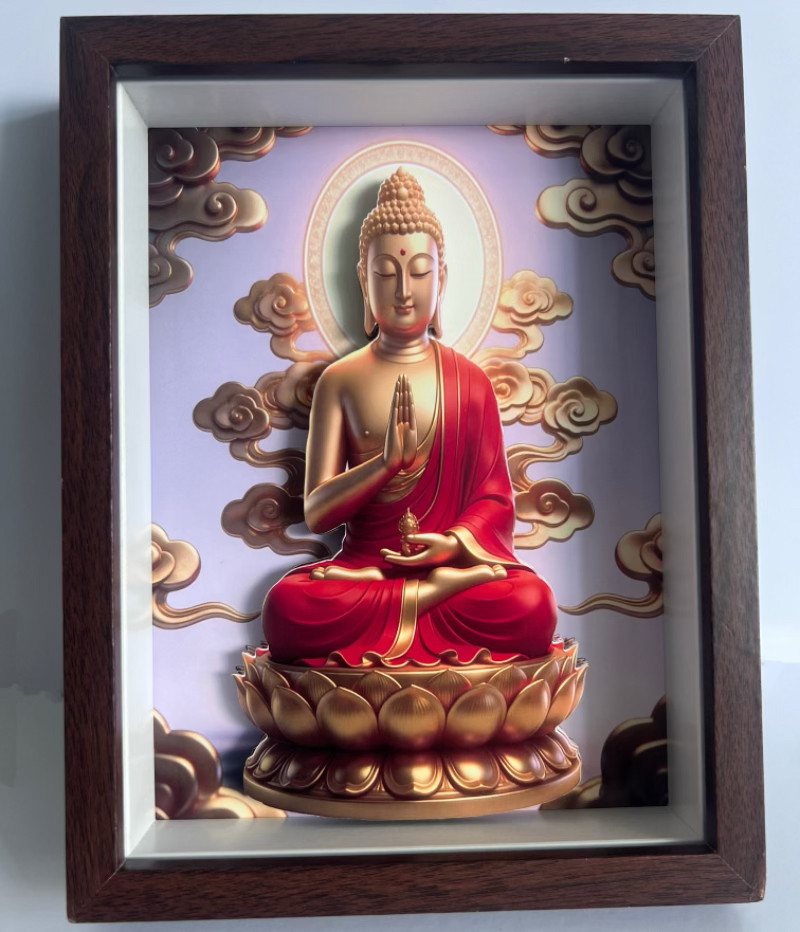非遗技艺3D立体佛祖菩萨佛像合家平安家用相框画摆台可定制内容画