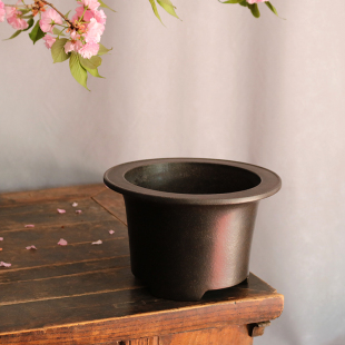 玲珑妙砂国兰盆紫砂黑色古铜泥圆礼帽绿云翠盖荷蝴蝶莲瓣内门竹盆