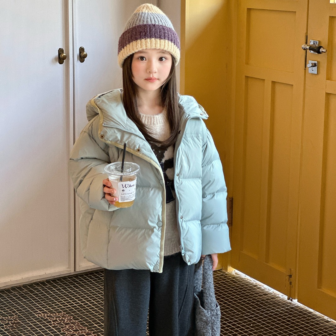 女童羽绒服冬款2025新款洋气连帽女孩外套加厚保暖儿童冬装D10