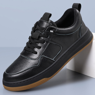 一脚蹬真皮商务休闲运动鞋 潮款 防水防滑轻便2026春季 头层牛皮男鞋