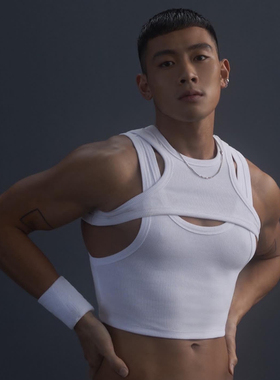 男士纯棉背心打底紧身青年修身型运动健身弹力跨栏工字白色吊带潮