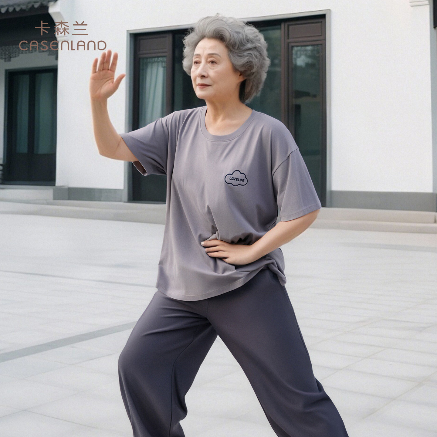 中老年人睡衣女款2026新款夏季纯棉套头短袖长裤可外穿妈妈家居服