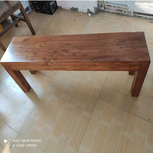 凳纯实木板凳家用功夫茶凳子长条床头凳换鞋 老榆木长条凳子中式 凳