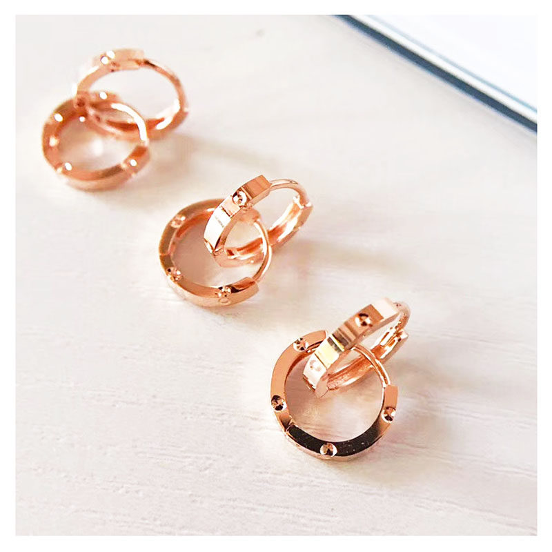 高级感纯14k玫瑰金耳圈包 18k彩金耳扣耳环2022新款潮欧美百搭女