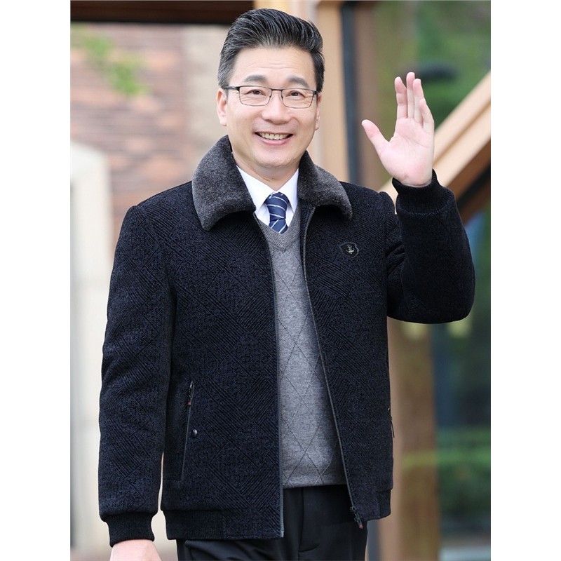 啄木鸟爸冬装外套中老年男秋加绒