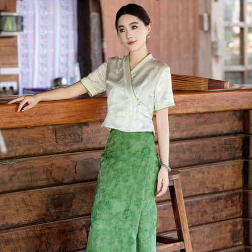 西双版纳玉家人傣族服装女泼水节衣服茶服工作服定制夏季曼桑