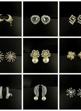 时尚流行饰品防过敏925银针微镶锆石花朵桃心女士耳环耳坠 221211