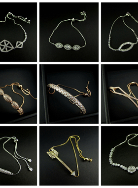 小巧纤细微镶锆石女可调节手链