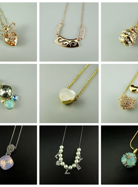 时尚风玻璃水钻女士项链流行首饰