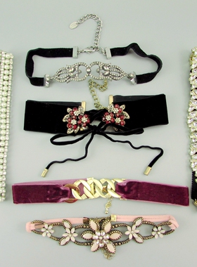 choker仿珍珠水钻丝绒女士短项链