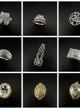 女士微镶锆石个性夸张戒指指环