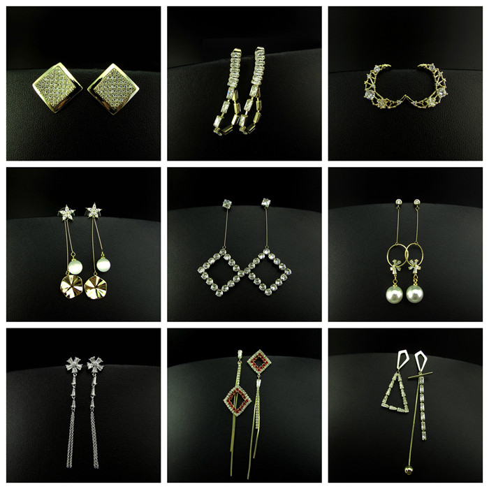 瑕疵清货防过敏925银针简约气质夸张锆石女耳环耳坠耳饰 250427