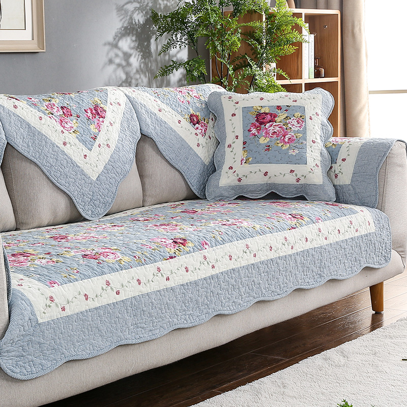 田园风四季通用全棉防滑皮坐垫