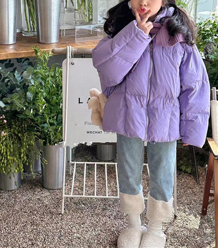 LOVI香芋紫色女童羽绒外套面包服