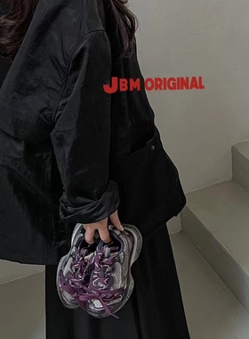 JBM 儿童运动鞋紫色老爹鞋子男女宝宝舒适轻便休闲鞋 魔术贴穿脱
