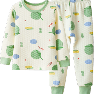 红豆儿童内衣套装加厚秋冬男童女童纯棉三层夹棉宝宝保暖秋衣秋裤