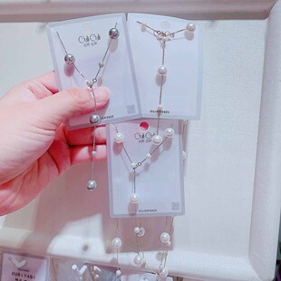 古丽古丽个性设计感通体纯银珍珠项链时尚精致气质一款多戴锁骨链