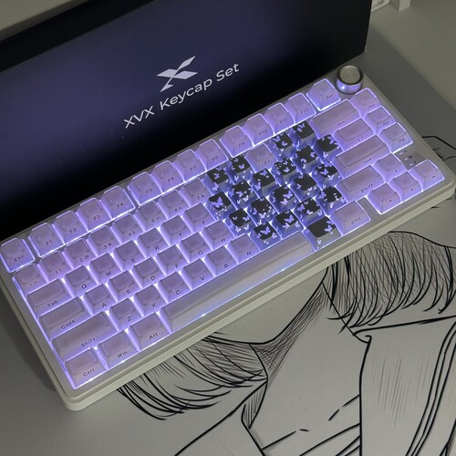 XVX水晶果冻蝴蝶爱心键帽双拼 134颗键帽60he键帽80he键帽 通用