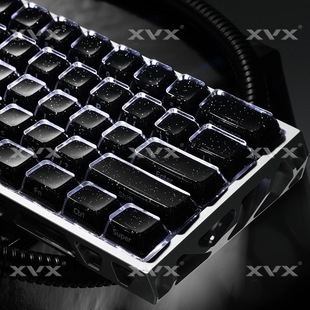 XVX水晶星空果冻2.0键帽闪粉侧刻爱心磁轴机械键盘帽加厚PC夜魔
