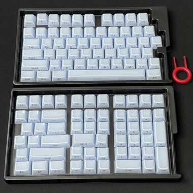 xvx《水晶果冻》系列二色成型PC水晶侧刻113键配列人体工学键帽蓝