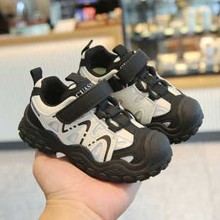 春秋新款 皮面户外登山鞋 男童老爹鞋 休闲鞋 女童白鹿同款 儿童运动鞋