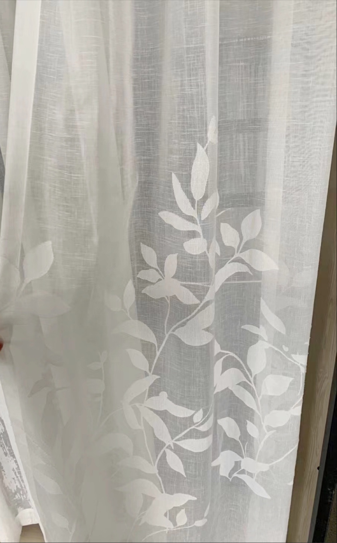 美丽家美式植物花卉叶子仙气文艺纱帘棉麻半遮光客厅阳台简约窗纱