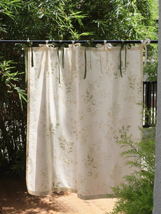 日系棉麻免打孔门帘系带款棉布印花田园日式隔断帘小窗帘轻法式帘