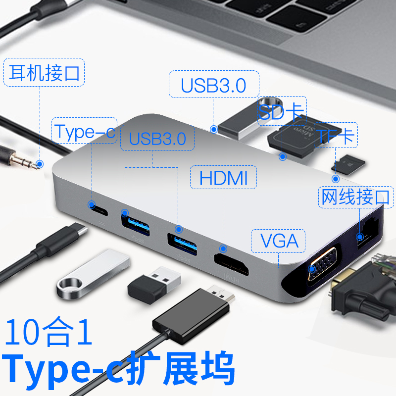 type-cÀ©Õ¹ÎëÆ»¹ûµçÄÔmacbookproת»»Æ÷hdmiÍøÏß¿ÚVGAÍØÕ¹Îëת½ÓÍ·usb-c¼¯Ïßhub»ªÎªMate±Ê¼Ç±¾À×µç3·ÖÏßÅä¼þ