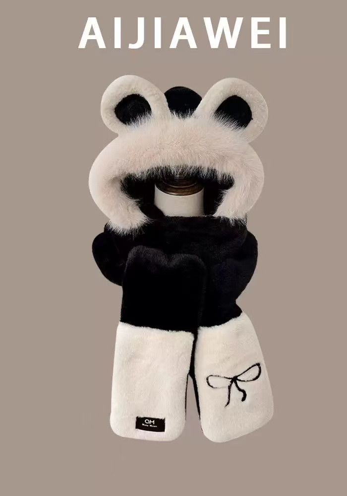 【撤柜折扣】不退不换~加厚狐狸耳朵帽子围脖一体