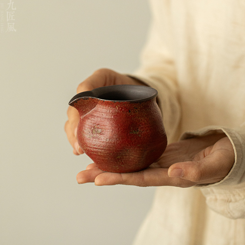 满山红公道杯复古粗陶窑变茶水分离杯侘寂风匀杯茶道配件陶瓷茶海