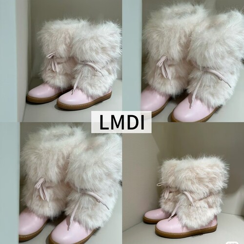 【实体清仓】LMDI女童靴子皮毛一体雪地靴加绒加厚保暖中筒靴