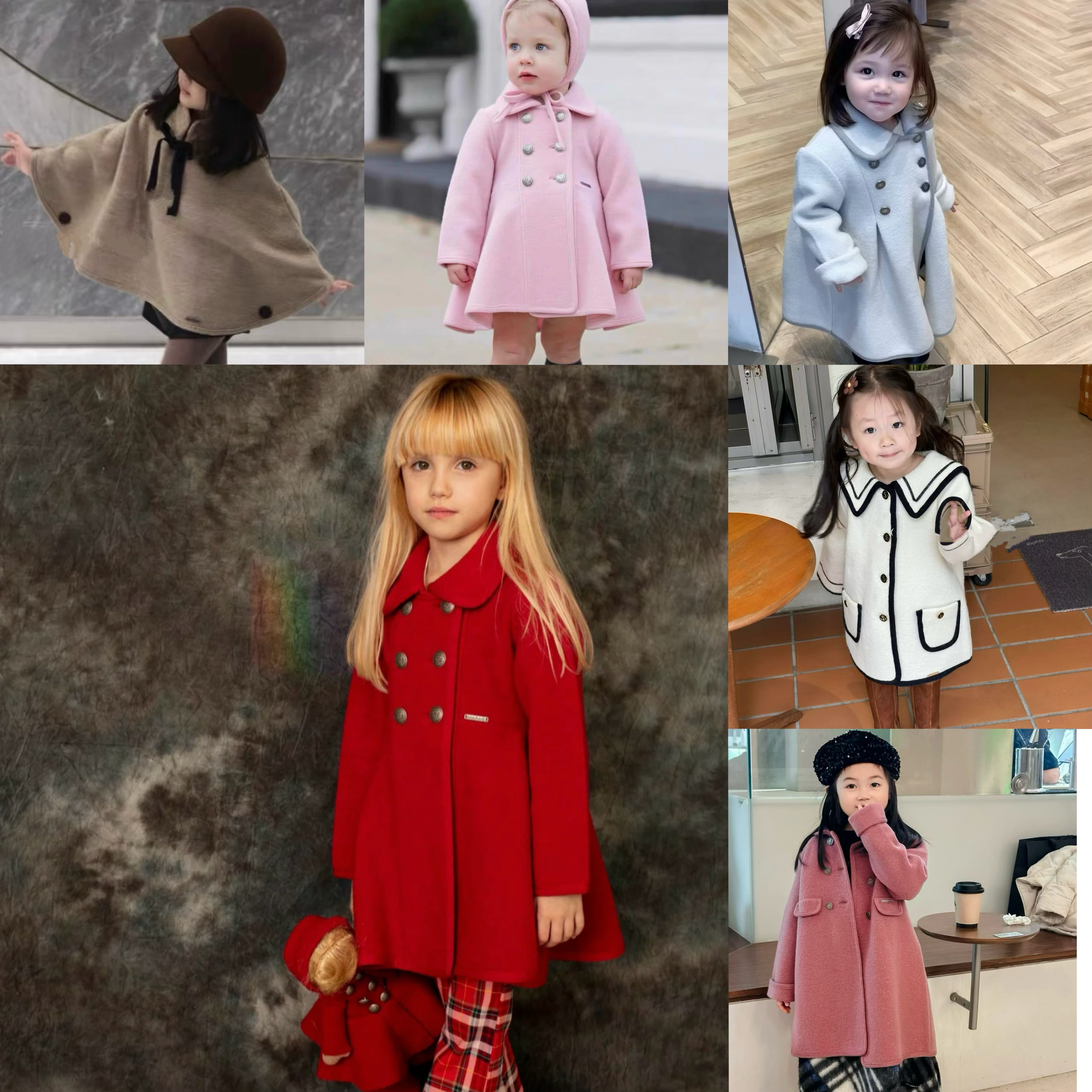 西班牙Marae英国皇室御用同款女童羊毛呢子大衣外套新年小公主