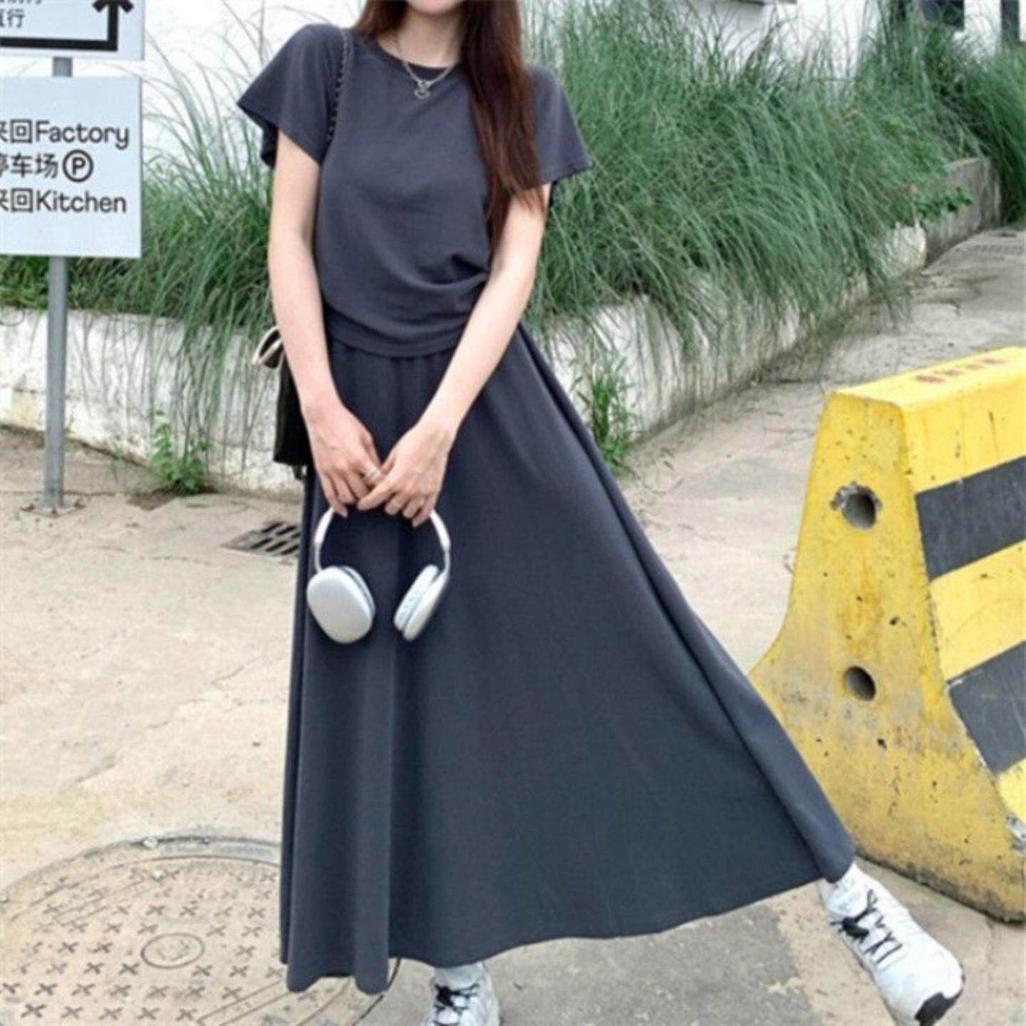 大码微胖女生显瘦遮肚夏装套装+