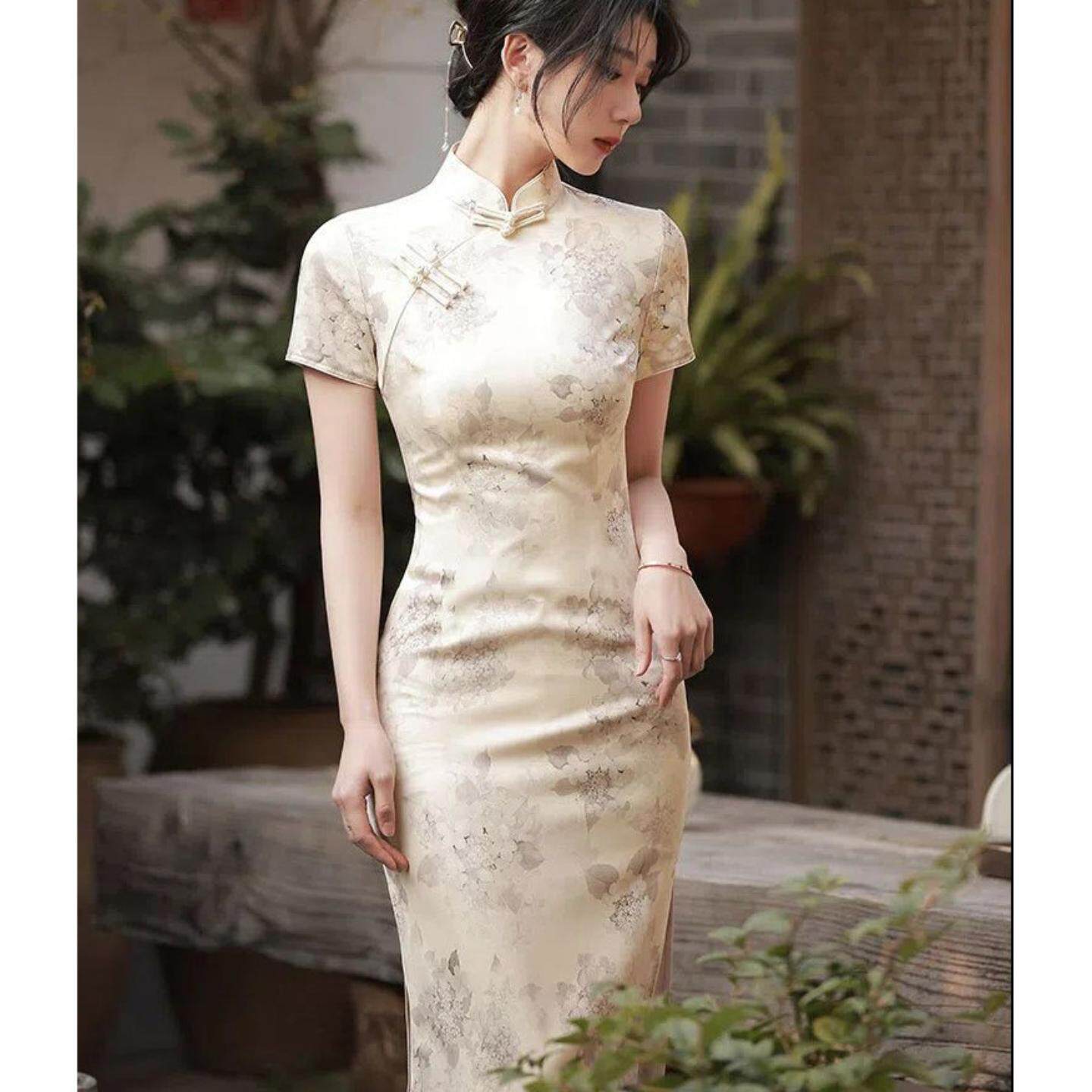 时尚复古改良版旗袍夏季年新款中中长款年轻款女装连衣裙
