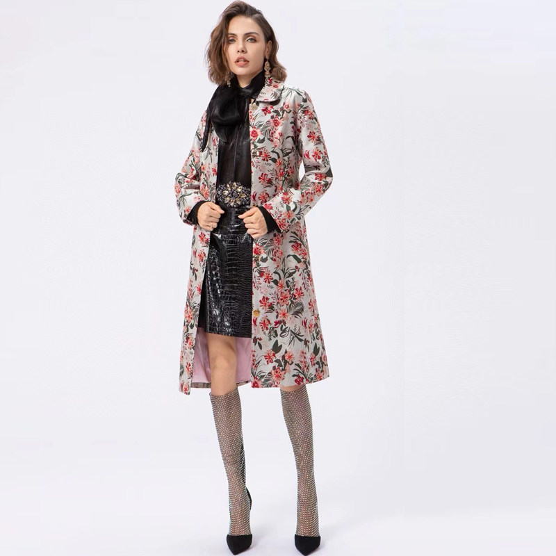 欧货女装2026年春季新款高级感钉珠杜鹃提花钉珠大码宽松外套大衣