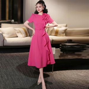 法式优雅2026年夏季新款高端设计感立体花轻奢女装名媛气质连衣裙