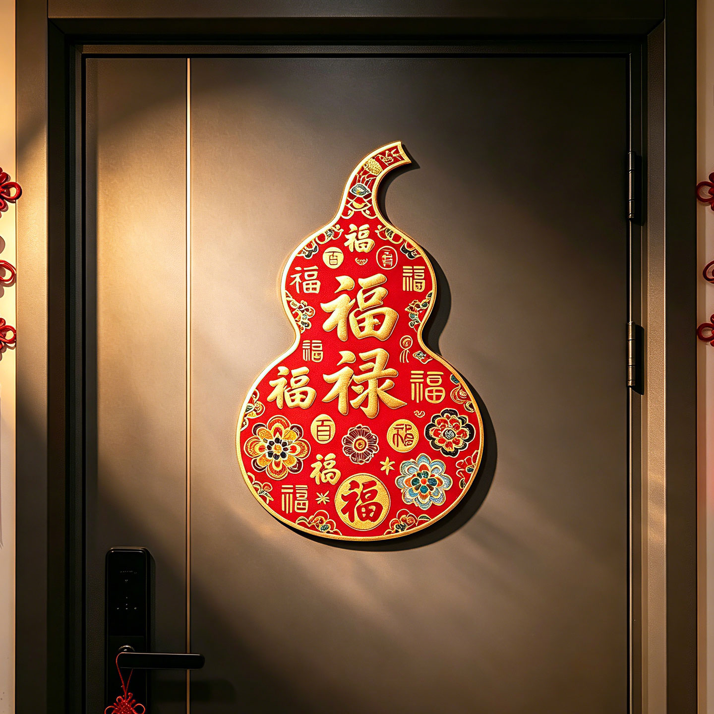 福禄双全葫芦墙贴自粘贴画乔迁客厅卧室房间门窗厨房贴纸防水装饰图片