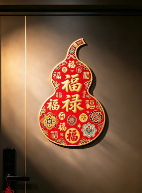 福禄双全葫芦墙贴自粘贴画乔迁客厅卧室房间门窗厨房贴纸防水装饰