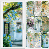 静电鲜花玻璃膜防偷窥卧室窗户玻璃贴纸自粘浴室推拉门透光不透明