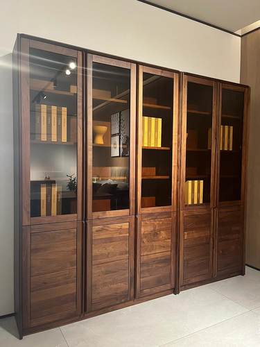 赖氏家具良设系列书柜2门3门书柜北美黑胡桃木