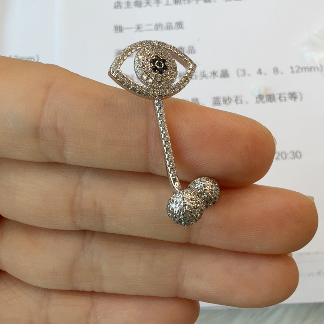 两用恶魔之眼耳钉满锆