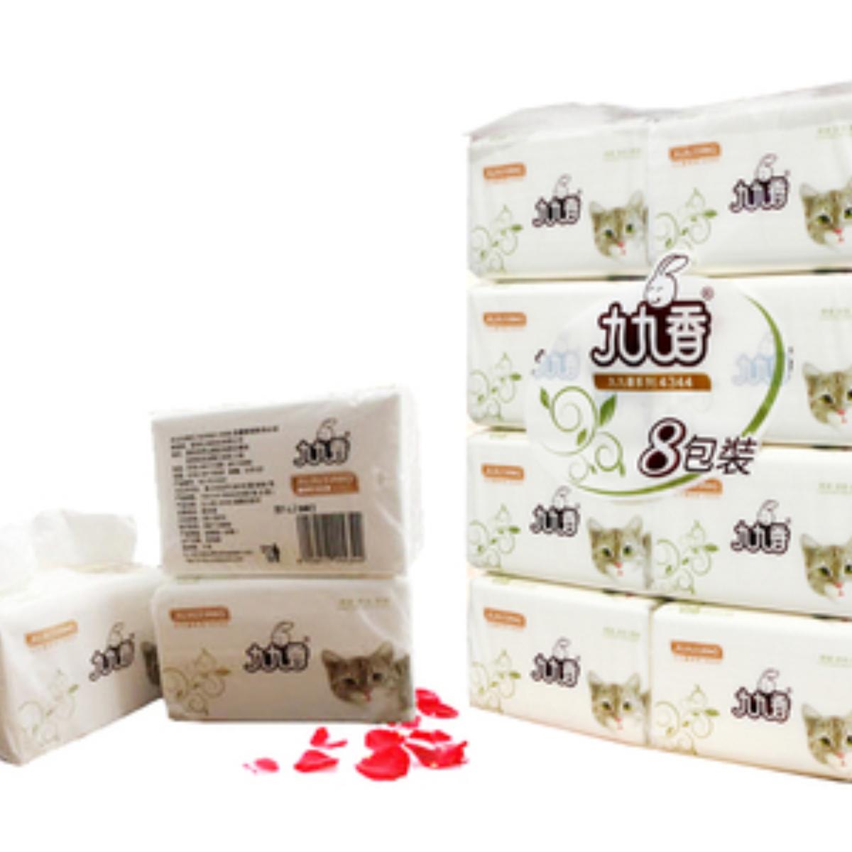 九九香白猫抽纸8包480张