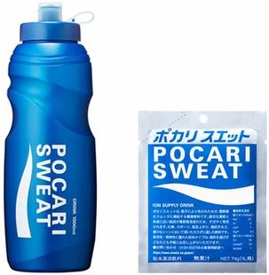 日本产Pocari 1000ML挤压水壶 宝矿力电解质冲泡粉74g Sweat