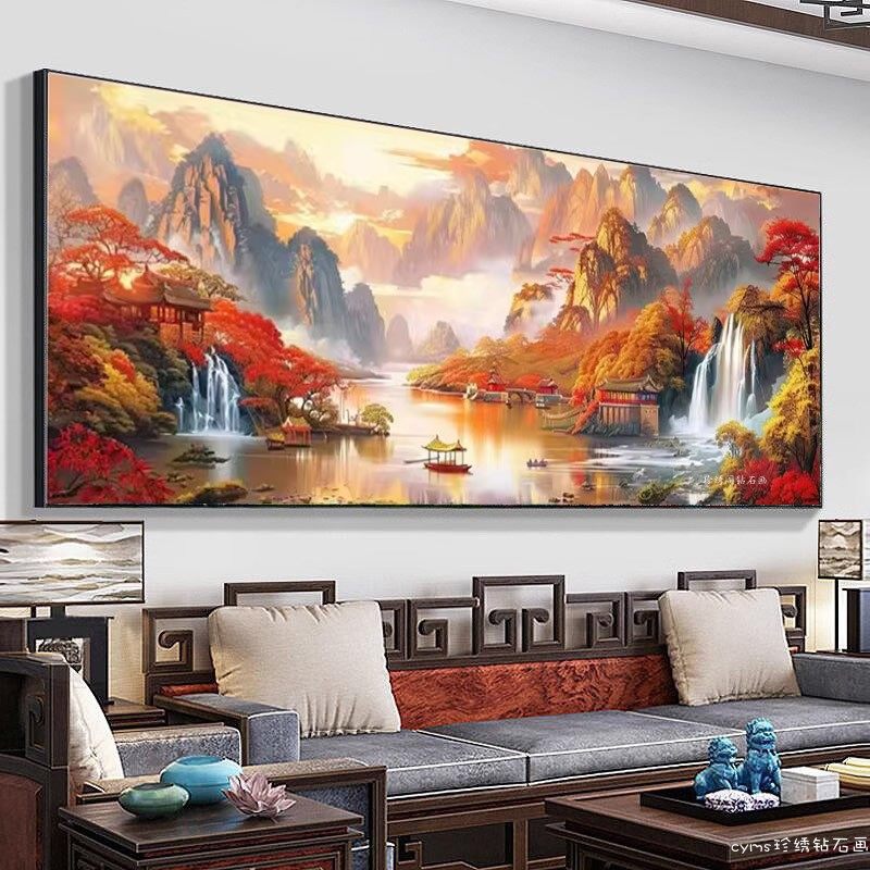 5d鸿运当头钻石画方钻满钻2026年新款满钻十字绣客厅砖点粘贴钻画,居家布艺,钻石绣,淘宝优惠券,粉丝福利购,淘宝优惠卷