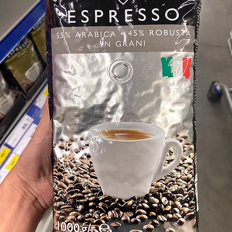 麦德龙代购意大利原装进口RIOBA瑞吧银装咖啡豆1kg阿拉比卡烘焙-封面