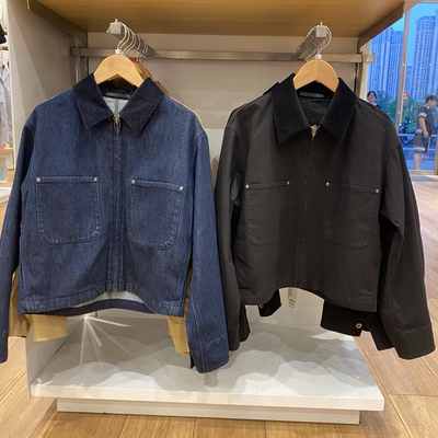 日系女装休闲拉链短茄克百搭外套巴恩风翻领时尚夹克479208