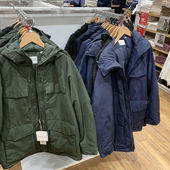 男女冬季 羽绒服442563 高性能复合宽松连帽外套白山机能多口袋工装