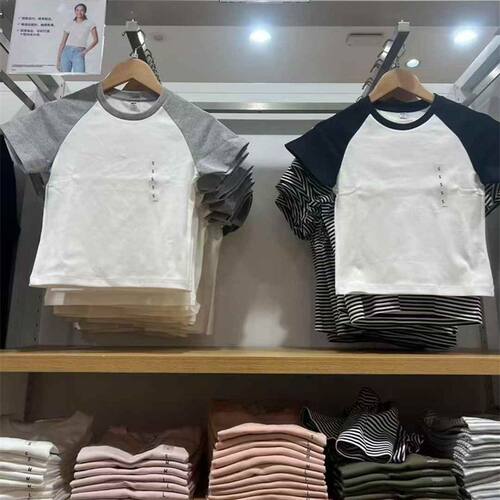 日单女BM风插肩袖圆领短款T恤短袖辣妹T衫476602/474410/476856