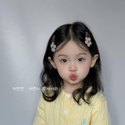 Little Ran秋冬儿童发饰可爱毛线花朵发夹女童刘海碎发夹宝宝侧边