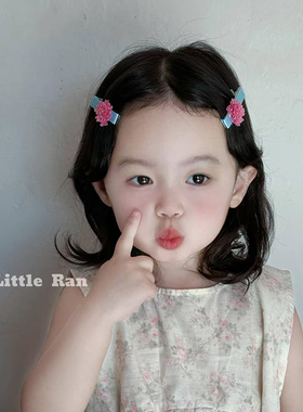 Little Ran 韩系儿童发饰简约花朵发夹女童全包刘海夹碎发夹